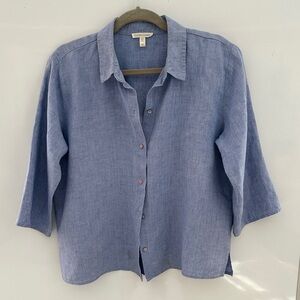 Eileen Fisher Light Blue Linen Blouse